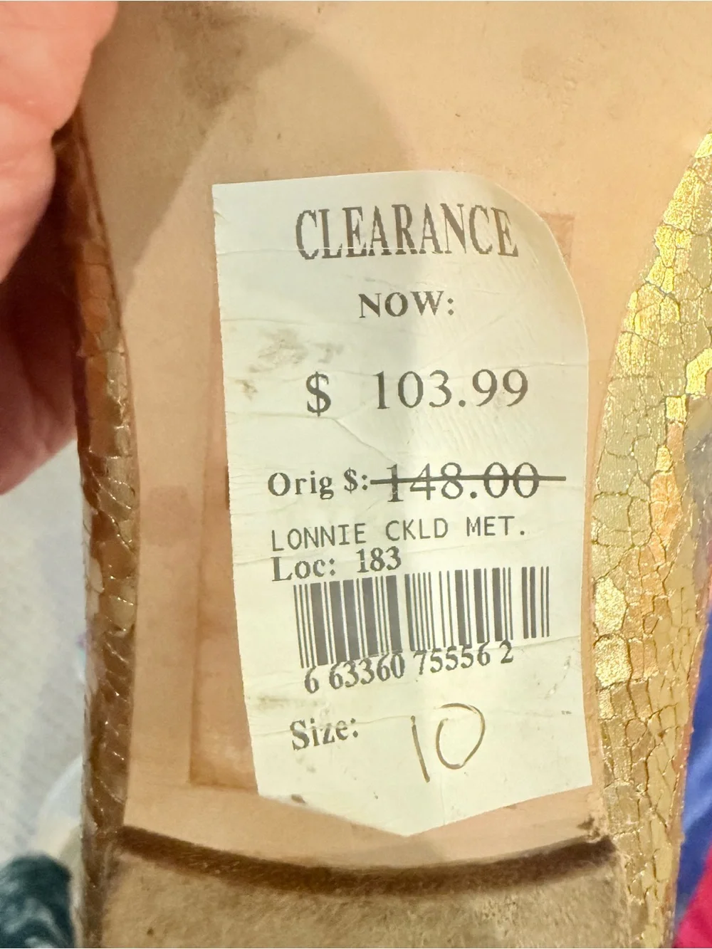Coach Lonnie Metallic Gold Crackle Ballet Flats with Bow Size 10